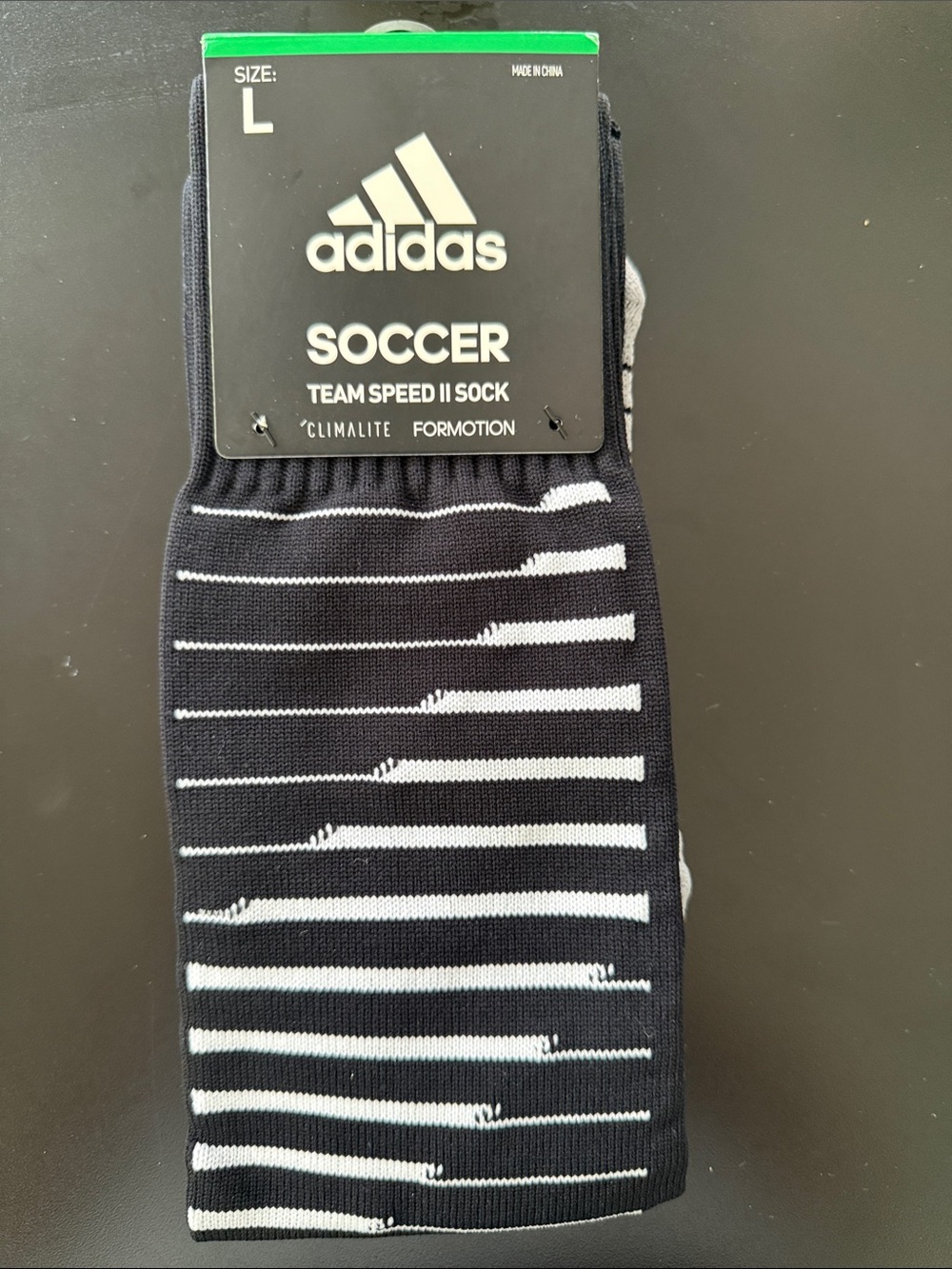 adidas Black and White Striped Men’s Soccer Socks - Team Speed II